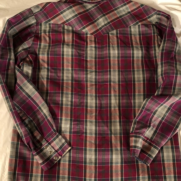 Vintage Roebuck Long Sleeve Maoon plaid light flannel shirt XL - Picture 6 of 8